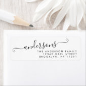 Moderne Trendy Calligraphy Script Black Achternaam Etiket (Insitu)