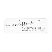 Moderne Trendy Calligraphy Script Black Achternaam Etiket (Voorkant)