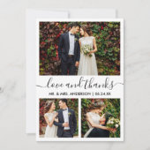 Moderne Trendy Calligraphy Script Wedding 3 Foto Bedankkaart (Voorkant)