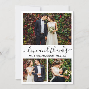 Moderne Trendy Calligraphy Script Wedding 3 Foto Bedankkaart