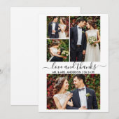 Moderne Trendy Calligraphy Script Weduwen 4 Foto Bedankkaart (Voorkant / Achterkant)