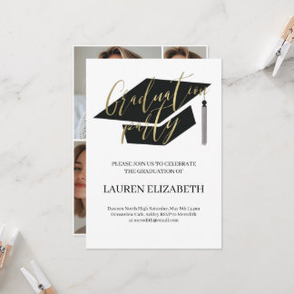 Moderne Trendy Casual Aangepaste 4Foto's Afstudere Kaart