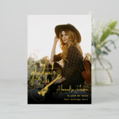 Moderne trendy Casual foto afstuderen Party Gold Folie Uitnodiging (Staand Voorkant)