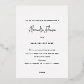 Moderne trendy Casual foto afstuderen Party Gold Folie Uitnodiging (Achterkant)