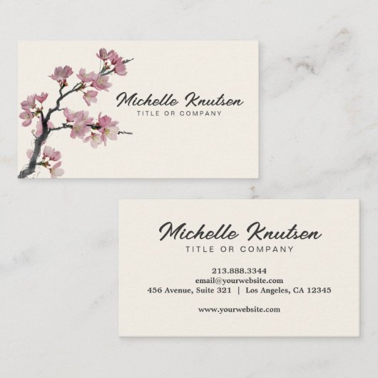 Moderne Trendy Cherry Blossom Tree Branch Visitekaartje (Voorkant / Achterkant)