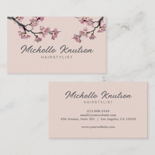 Moderne Trendy Cherry Blossom Tree Branch Visitekaartje (Voorkant / Achterkant)
