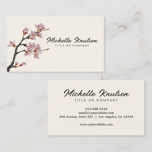 Moderne Trendy Cherry Blossom Tree Branch Visitekaartje (Voorkant / Achterkant)