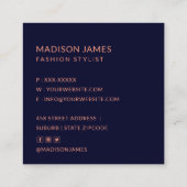 Moderne Trendy Chic Floral Modieuze Professional Vierkante Visitekaartje (Achterkant)