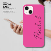 Moderne Trendy Chic Heet Roze Script Monogram Naam iPhone Hoesje