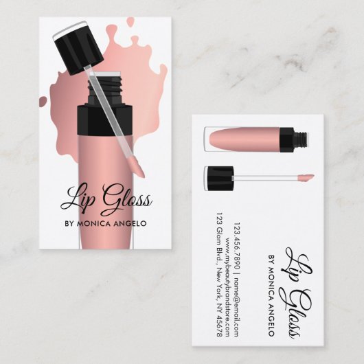 Moderne Trendy Chic Roos Gold Lip Gloss-schijven Visitekaartje (Voorkant / Achterkant)