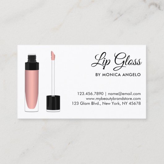 Moderne Trendy Chic Roos Gold Lip Gloss-schijven Visitekaartje (Achterkant)