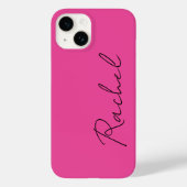 Moderne Trendy Chique Hot Pink Script Monogram Naa Case-Mate iPhone Case (Achterkant)
