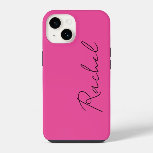 Moderne Trendy Chique Hot Pink Script Monogram Naa iPhone Hoesje (Achterkant)