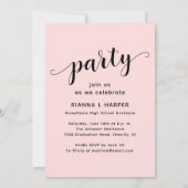 Moderne trendy chique script roze afstudeerfeest kaart (Achterkant)