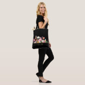 Moderne trendy chique zwarte bloem tas (Op model)