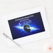 Moderne Trendy Cool Blue Lightning Elektricien Bus Rechthoekige Sticker (Envelop)