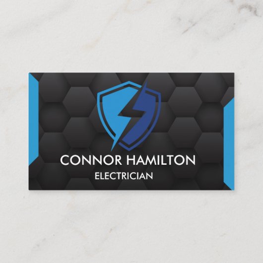 Moderne Trendy Cool Blue Lightning Elektricien Visitekaartje (Achterkant)