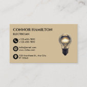 Moderne Trendy Cool Lightbulb Elektricien Visitekaartje (Voorkant)