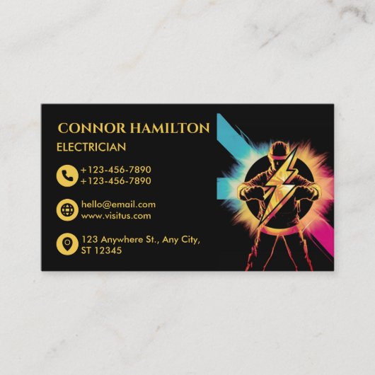 Moderne Trendy Cool Lightning Elektricien Visitekaartje (Voorkant)