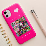 Moderne trendy custom 9 fotocollage monogram iPhone 15 case<br><div class="desc">Voeg negen familie,  kinderen,  huisdieren of beste vrienden afbeeldingen en creëer uw eigen mooie foto collage telefoonhoes met uw monogram naam initiaal in een wit hart over een hete roze magenta vrouwelijke achtergrond.            Gemakkelijk te personaliseren met uw aangepaste vierkante afbeeldingen en letter</div>