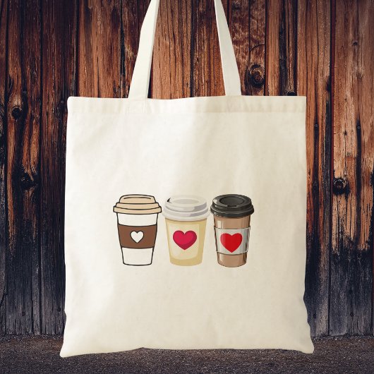 Moderne trendy cute koffie tote bag