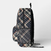 Moderne Trendy Dark Check Plaid Monogram Initialen Bedrukte Rugzak (Rechts)