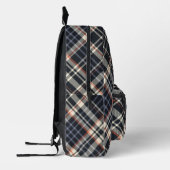 Moderne Trendy Dark Check Plaid Monogram Initialen Bedrukte Rugzak (Links)