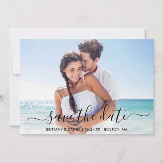 Moderne Trendy de Foto van het Manuscript sparen d Save The Date (Voorkant)