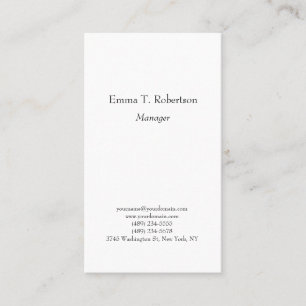 Moderne trendy effen eenvoudige minimalistische zw visitekaartje