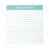 Moderne Trendy Elegant Aqua Script Large Print Notitieblok (Voorkant)