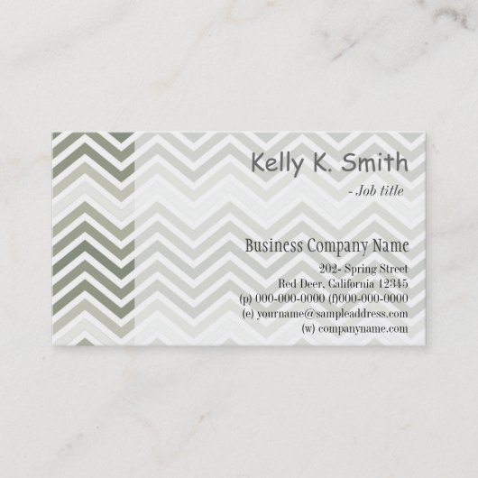 Moderne, trendy, elegant grijs en witte chevron visitekaartje (Voorkant)
