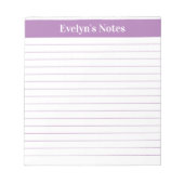 Moderne Trendy Elegant Lavender Script Large Print Notitieblok (Voorkant)