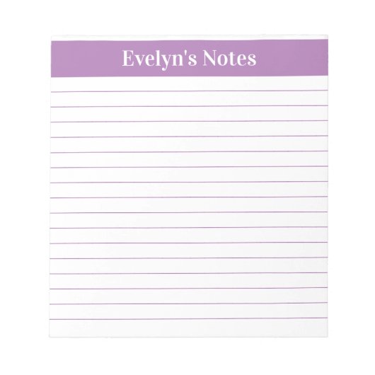 Moderne Trendy Elegant Lavender Script Large Print Notitieblok (Voorkant)