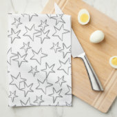 Moderne trendy elegant witte grijze sterren theedoek (Quarter Fold)