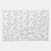 Moderne trendy elegant witte grijze sterren theedoek (Horizontaal)