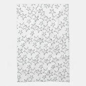 Moderne trendy elegant witte grijze sterren theedoek (Verticaal)