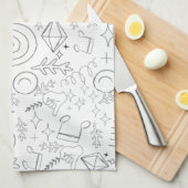 Moderne trendy elegante witte grijze abstracties theedoek (Quarter Fold)