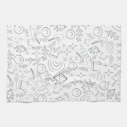 Moderne trendy elegante witte grijze abstracties theedoek (Horizontaal)