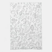 Moderne trendy elegante witte grijze abstracties theedoek (Verticaal)