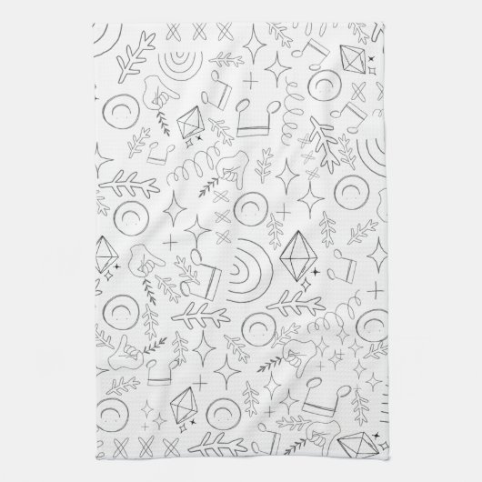 Moderne trendy elegante witte grijze abstracties theedoek (Verticaal)