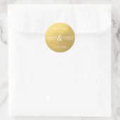 Moderne Trendy Faux Gouden Folie & Witte Bruiloft Ronde Sticker (Tas)