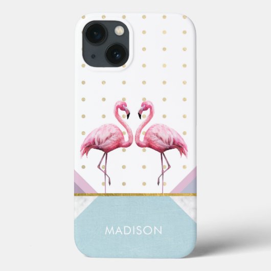 Moderne Trendy Flamingo Roze Meisjesachtige Naam Case-Mate iPhone Case (Achterkant)