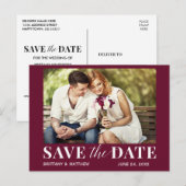 Moderne trendy foto Bourgondië Bewaar de datum Briefkaart (Voorkant / Achterkant)