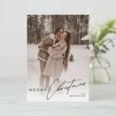 Moderne Trendy Foto Elegante Script Kerstmis Feestdagenkaart (Staand voorkant)