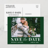 Moderne trendy foto Forest Green Bewaar de datum Briefkaart (Voorkant / Achterkant)