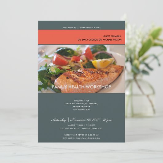 MODERNE TRENDY FOTO GRIJZE WORKSHOP EVENEMENT UITN KAART (Staand voorkant)