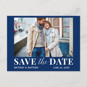 Moderne trendy foto Navy Blue Save the Date Briefkaart
