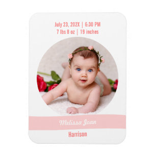 Moderne Trendy Fotobirthdaykaart voor een Babymeis Magneet
