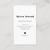 Moderne Trendy Fotografie Mode Typografie Visitekaartje (Achterkant)