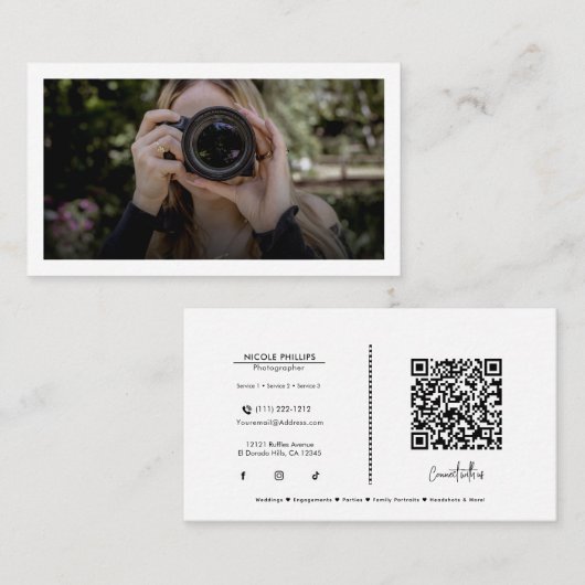 Moderne Trendy fotografiefoto Visitekaartje (Voorkant / Achterkant)